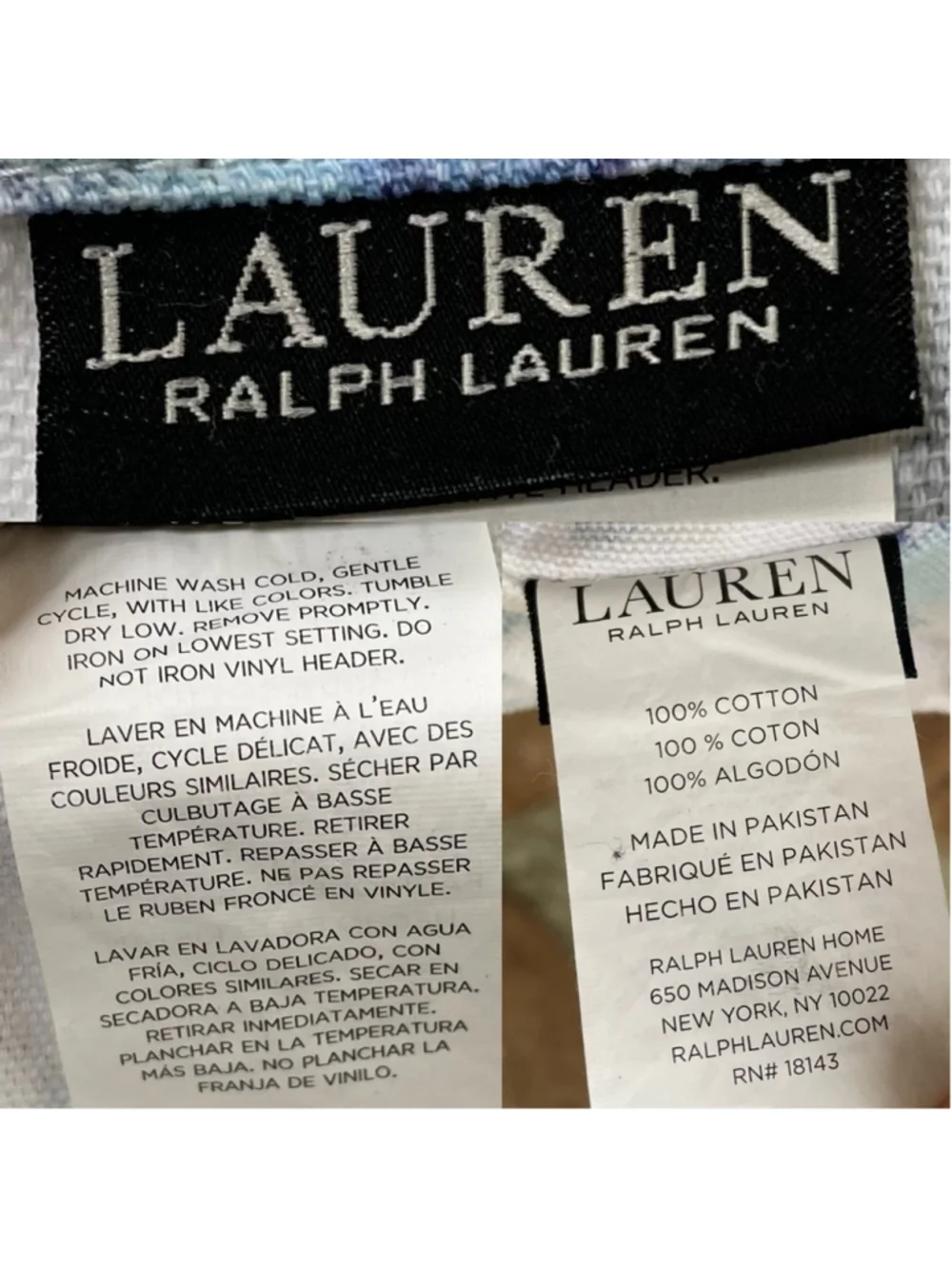 Ralph Lauren Cotton Floral Shower Curtain Blue White